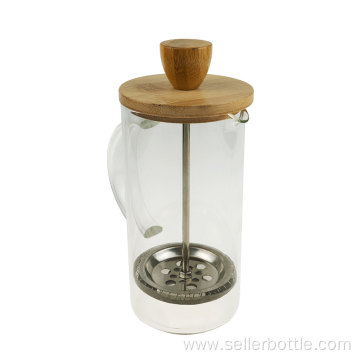 300mL Bamboo Lid Glass French Press Coffee Maker